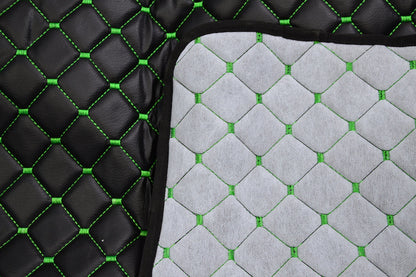 Tapis de tableau de bord noir en cuir synthétique (éco-cuir) – surpiqûres vertes, adapté pour DAF XF/XG/XG+, 2021+