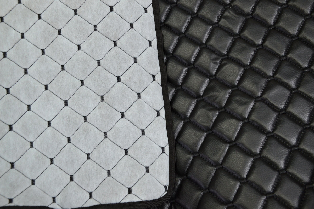 Tapis de sol en cuir – adaptés pour Iveco Stralis XP boîte automatique avec réfrigérateur, noir, à partir de 2013