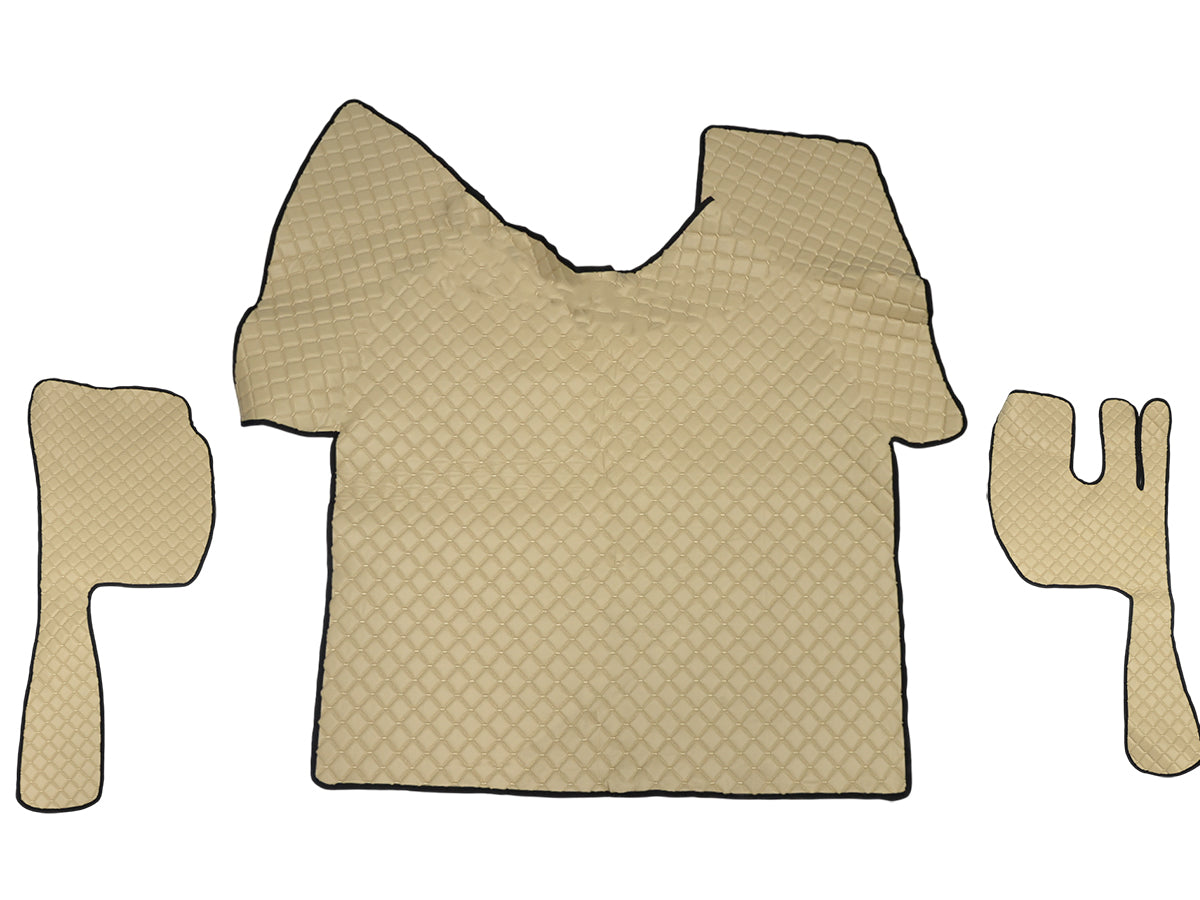Jeu de tapis de sol en cuir synthétique (éco-cuir) pour conduite à droite – adapté pour Volvo FH12/FH16 2002–2012, beige