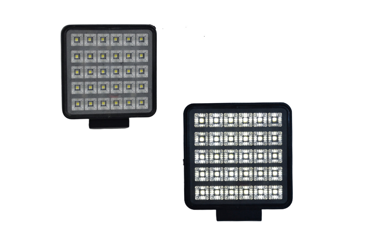 Projecteur de travail LED carré, 30 W, 30 LED, 11 cm, 12/24 V, avec interrupteur marche/arrêt