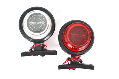 Πλαϊνό φως σήμανσης νέον – Κόκκινο/Λευκό, κατάλληλο για λογότυπο Volvo, 12/24V, 110 x 90 mm, λαστιχένια βάση 720 mm