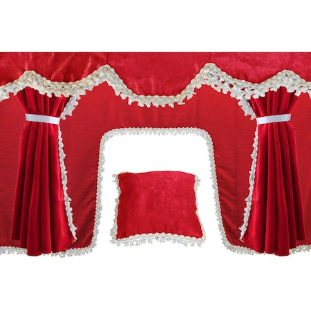 Jeu de rideaux rouges pour camion – Kit intimité cabine couchette 5 pièces