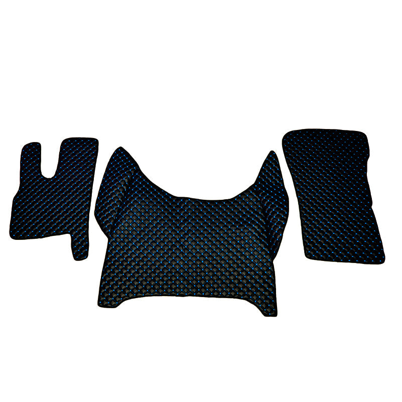 Black Eco Leather Floor Mats – suitable for DAF XF 2021+, Blue Stitching