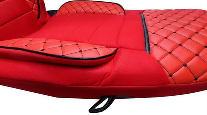 Deluxe Seat Covers – suitable for DAF 106, DAF XF, DAF XG and DAF XG+, Red Leather and Suede, 2014+