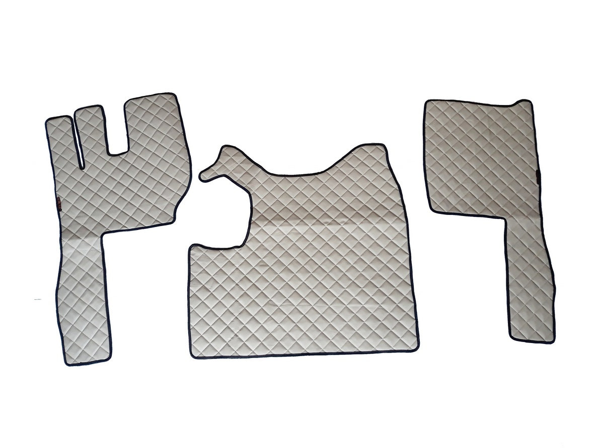 Tapis de sol beige en cuir synthétique (éco-cuir) – Boîte manuelle, adapté pour Volvo FH 2010–2012