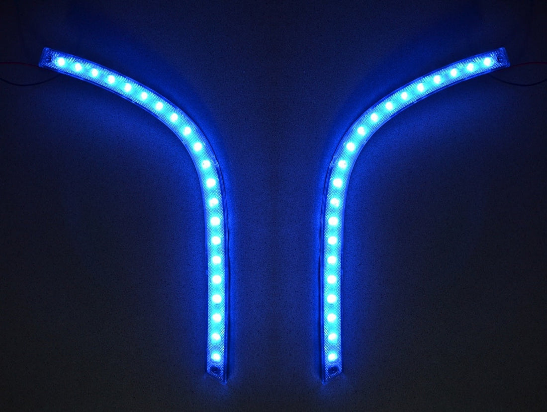 LED Daytime Running Lights suitable for Mercedes Axor – Halogen Style, Set of 2, Blue