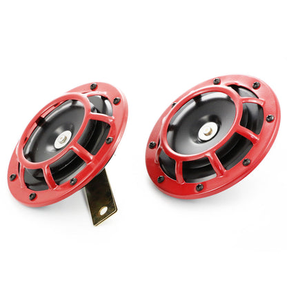 Jeu de klaxons ronds rouges Hella – Paire 12 V