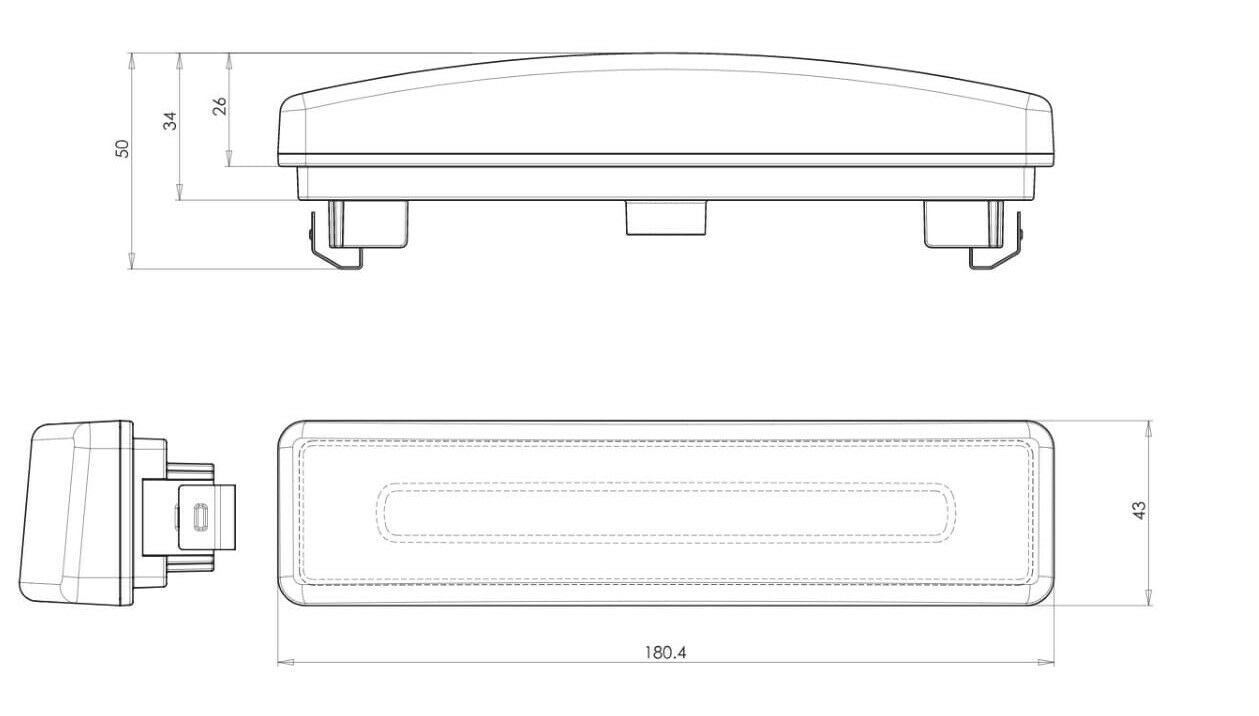 LED неонова габаритна лампа за монтаж на покрива – подходяща за Scania, жълта, 12/24V