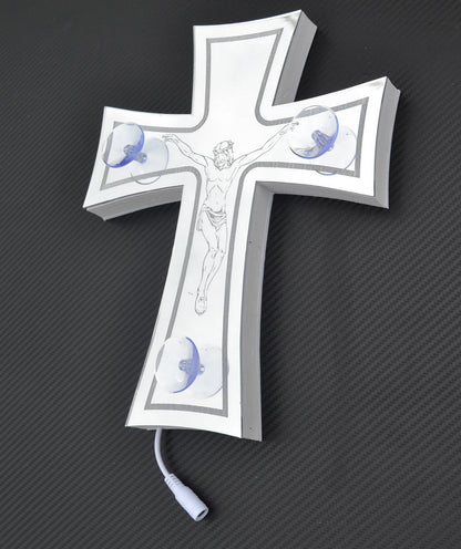 3D LED Cross with Jesus, 24V RGB Decorative Light, 230 x 290 x 40 mm