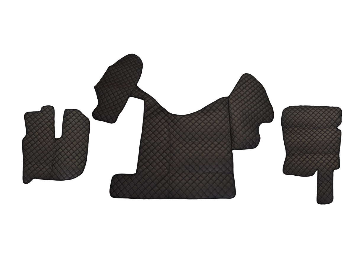 Tapis de sol en cuir synthétique (éco-cuir) noir – boîte manuelle, adapté pour Renault Premium