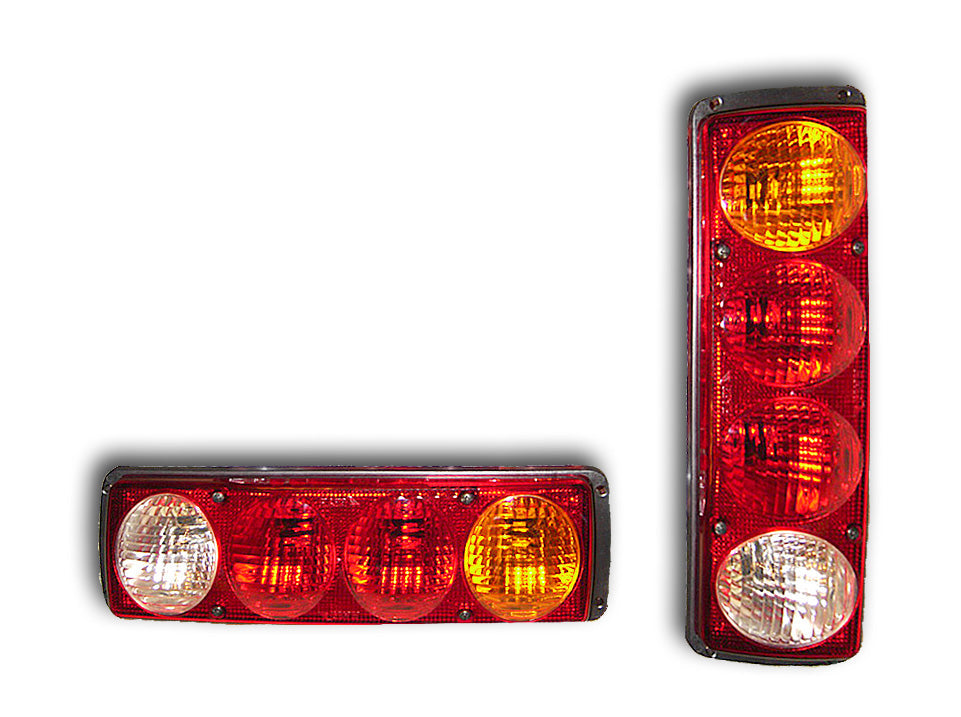 Oval Rear Truck Tail Light – 4 Functions, 310 × 105 × 75 mm, 150 mm Bolt Spacing