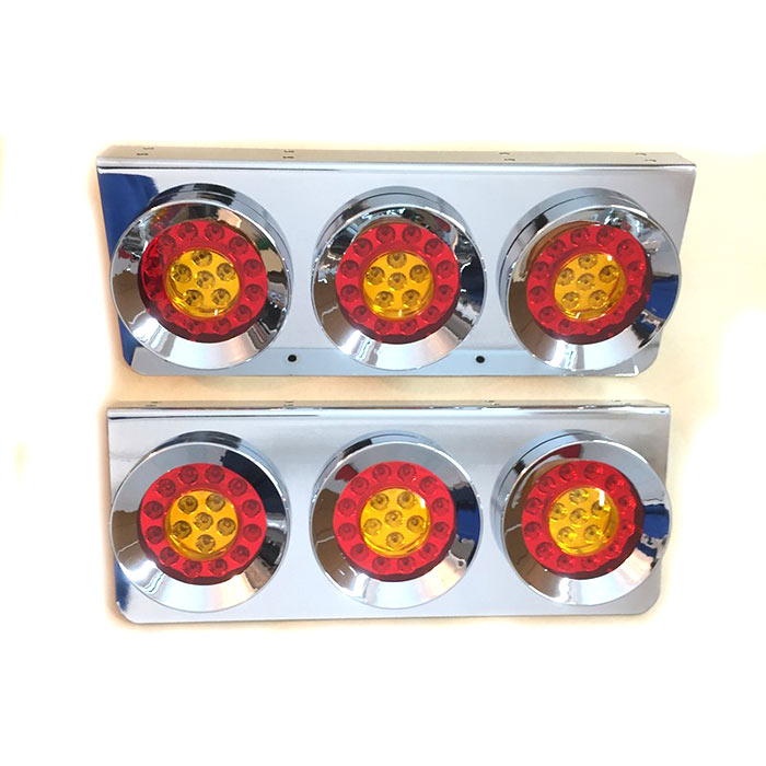 LED-Heckleuchten, Chrom, 3 runde Einheiten, 24V, 2er-Set