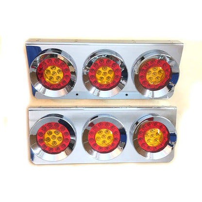 LED-Heckleuchten, Chrom, 3 runde Einheiten, 24V, 2er-Set