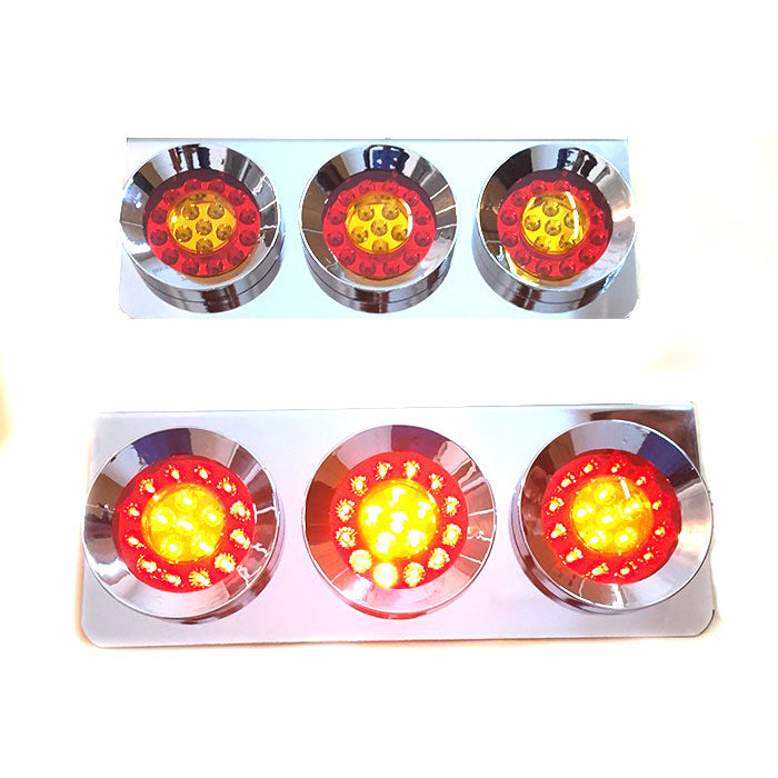LED-Heckleuchten, Chrom, 3 runde Einheiten, 24V, 2er-Set
