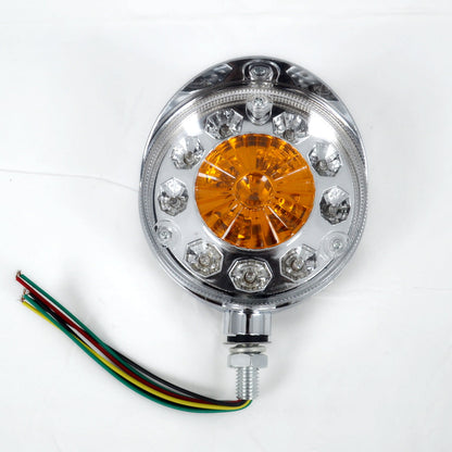 Feu LED rond chromé pour camion, 14 LED, 12 V, rouge et jaune