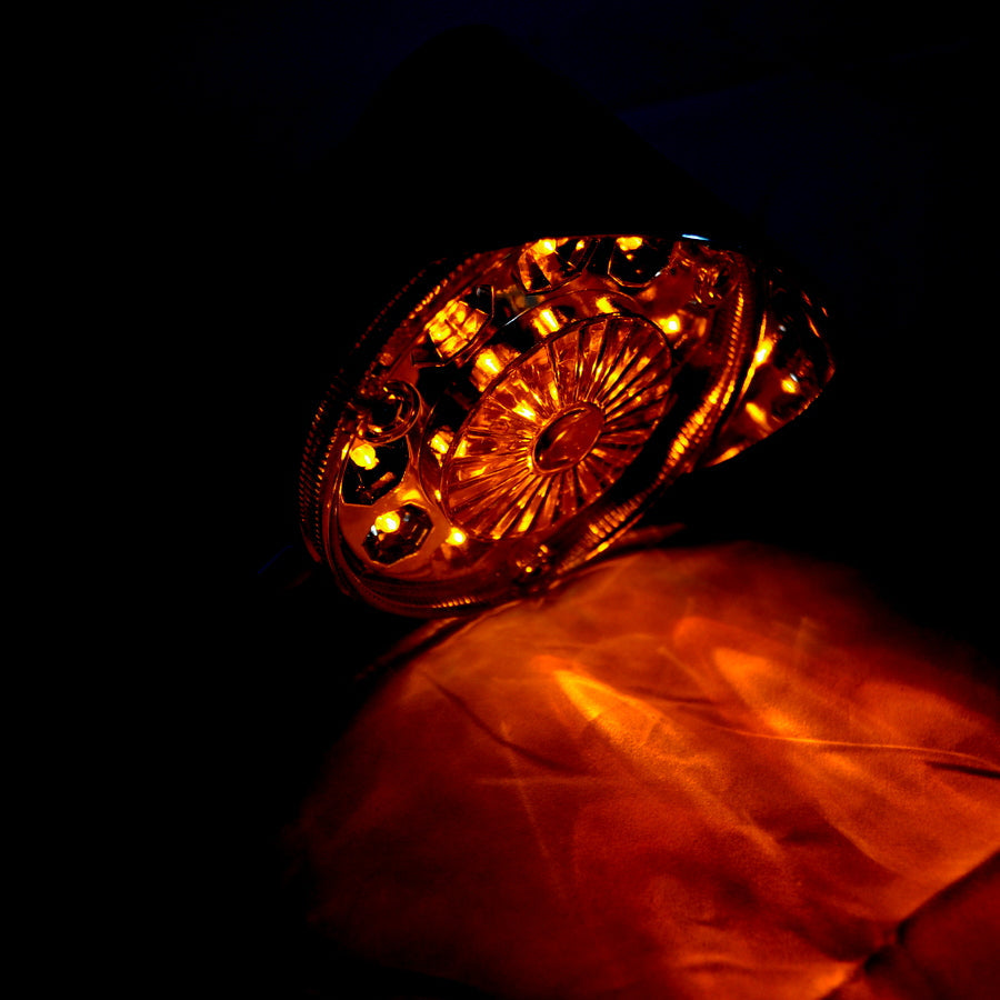 Feu LED rond chromé pour camion, 14 LED, 12 V, rouge et jaune