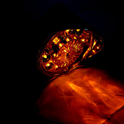 Feu LED rond chromé pour camion, 14 LED, 12 V, rouge et jaune