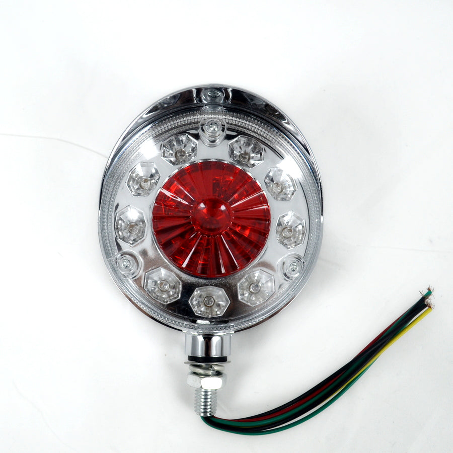 Feu LED rond chromé pour camion, 14 LED, 12 V, rouge et jaune