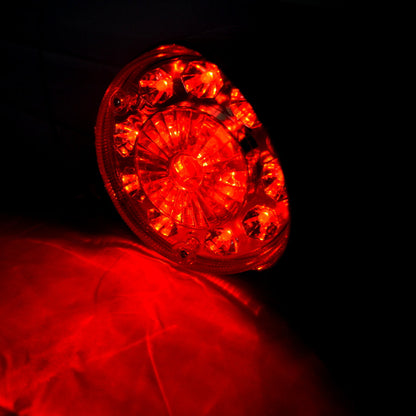 Feu LED rond chromé pour camion, 14 LED, 12 V, rouge et jaune