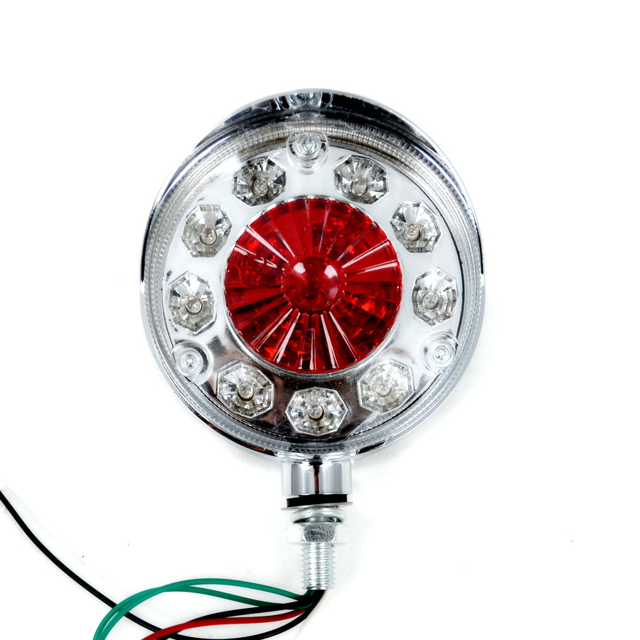 Feu LED rond chromé pour camion – 14 LED, 24 V, rouge/blanc