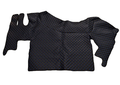 Комплект подови стелки от изкуствена кожа – подходящ за Renault Gama T Planche, черни със син шев