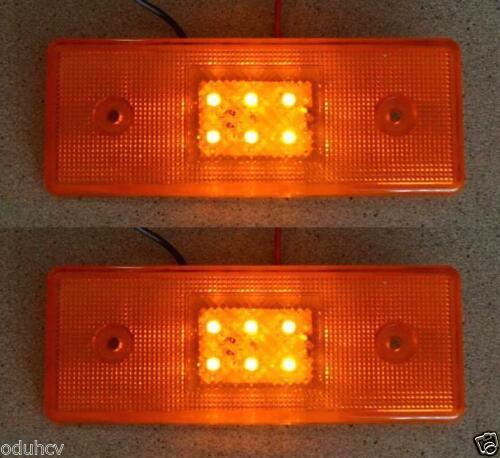 Feu de position latéral LED, jaune, 12 V, 6 LED, avec support de fixation