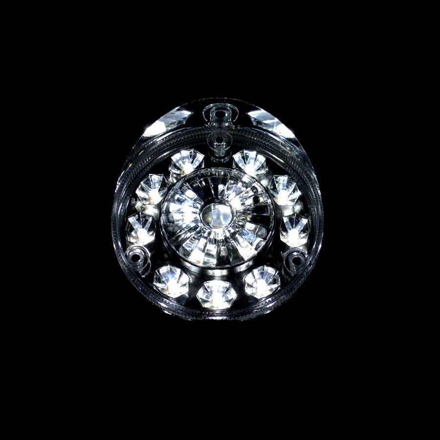 Feu LED rond chromé pour camion – 14 LED, 24 V, rouge/blanc