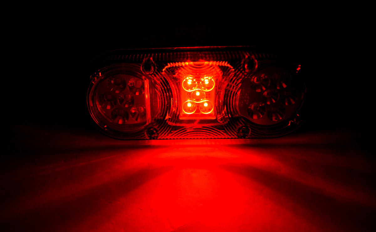 Feu arrière gauche LED ovale, 3 fonctions, 12/24 V, 205×80×53 mm