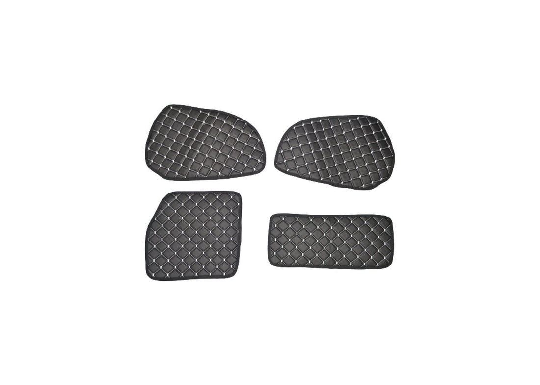 Tapis de panneaux de porte en cuir synthétique (éco-cuir) – adapté pour Scania R Series 1998–2010, noir avec surpiqûres blanches