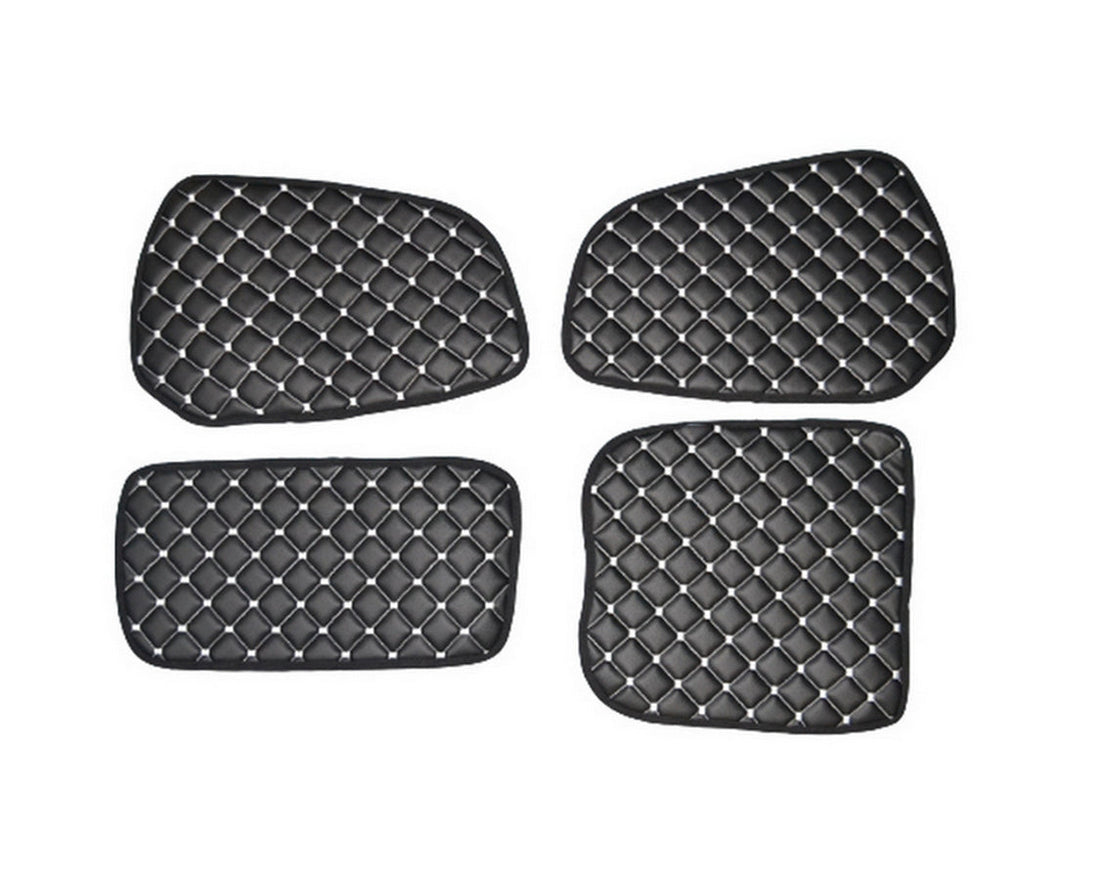 Tapis de porte en cuir synthétique (éco-cuir) – adapté pour Scania R Series 2010–2016, noir avec surpiqûres blanches