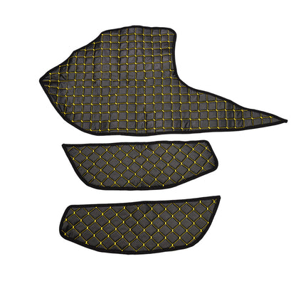 Jeu de tapis de porte et de tableau de bord – cuir synthétique (éco-cuir), noir avec surpiqûres jaunes, adapté pour DAF XF 2021+