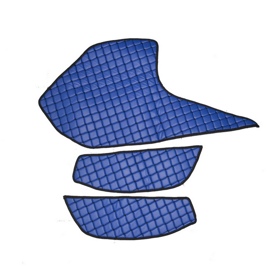 Tapis de porte et de tableau de bord en cuir synthétique (éco-cuir) – Volant à droite, adapté pour DAF XF 2021+, bleu
