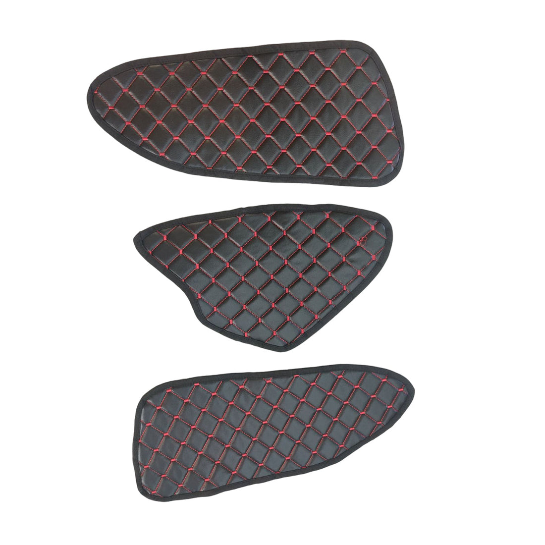 Fußmatten für Tür und Mittelkonsolenbereich – Kunstleder (Eco-Leder), Schwarz mit roter Naht, geeignet für Mercedes Actros L/F MP5 ab 2021