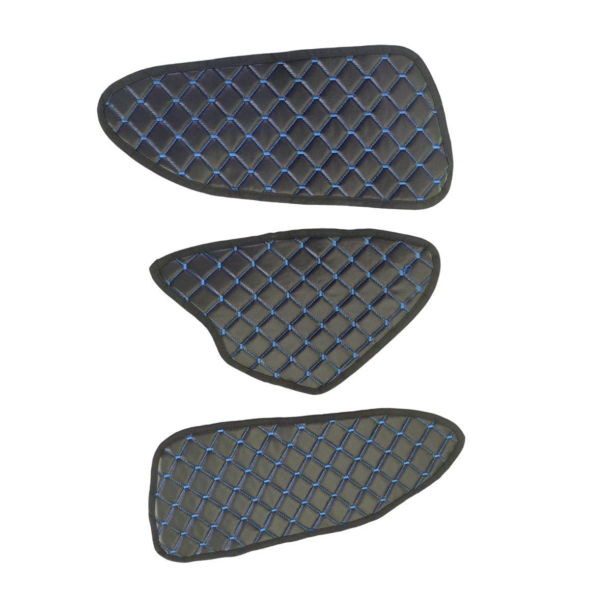 Tapis de porte et de console centrale – cuir synthétique (éco-cuir), noir avec surpiqûres bleues, adapté pour Mercedes Actros L/F MP5 2021+