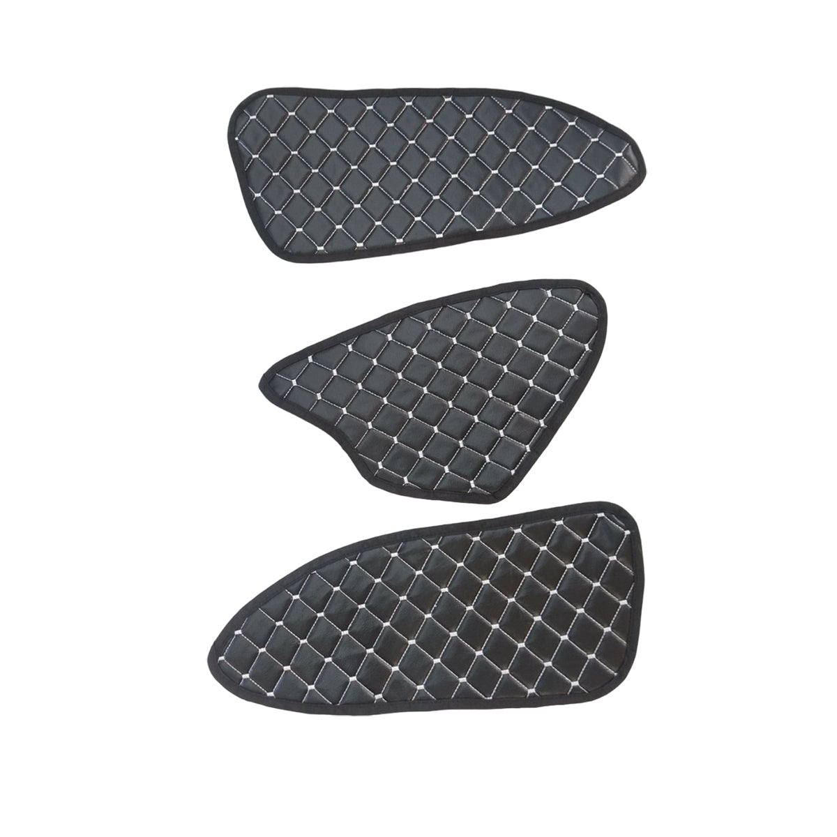 Πατάκια Πόρτας και Κονσόλας – Τεχνητό δέρμα (eco leather), Μαύρα με Λευκές Ραφές, κατάλληλο για Mercedes Actros L/F MP5 2021+