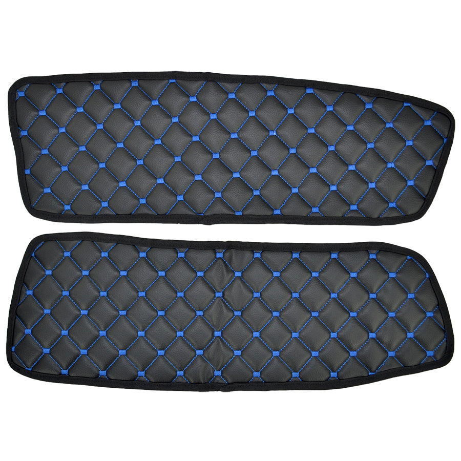 Door Mat Set – 2 Pieces, Black Eco Leather, Blue Stitching, suitable for DAF XF105/XF106 2006+