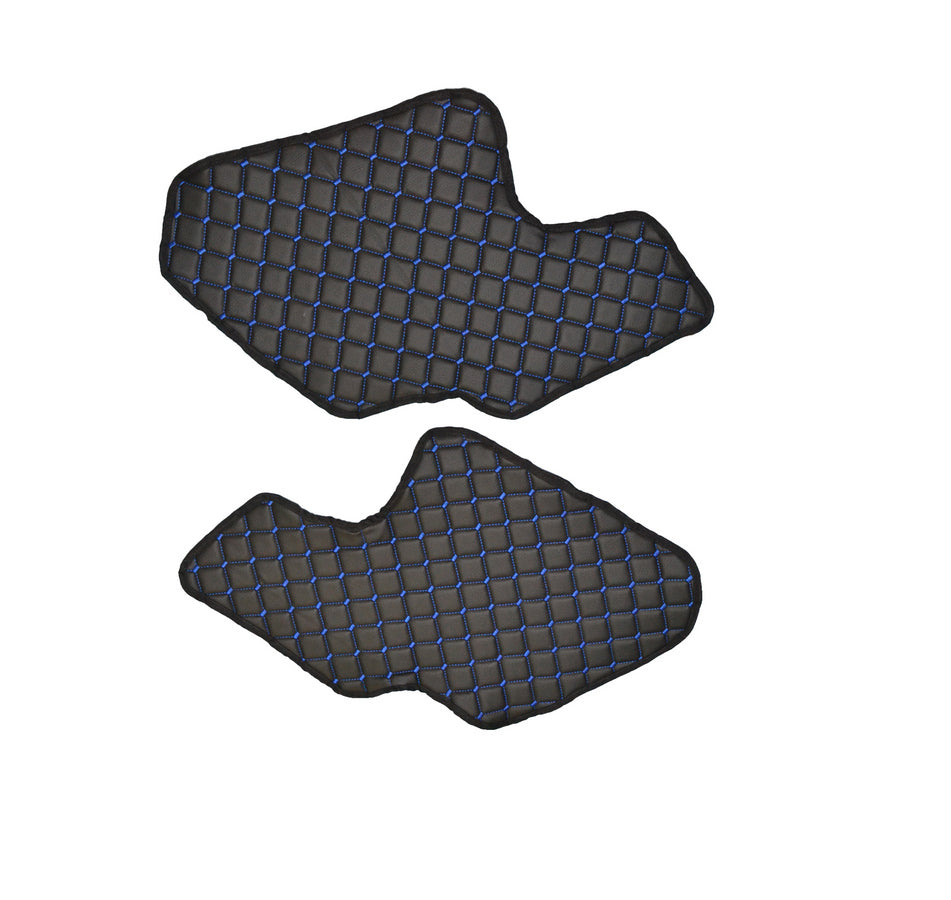 Jeu de tapis de porte – cuir synthétique (éco-cuir), noir avec surpiqûres bleues, adapté pour Scania R/S Next Gen 2017+