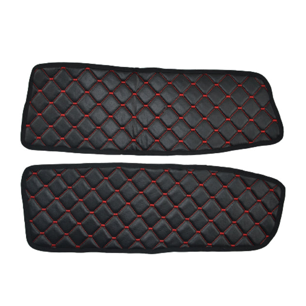 Door Mat Set – Eco Leather, Black with Red Stitching, suitable for DAF XF105 and XF106, 2 Pieces
