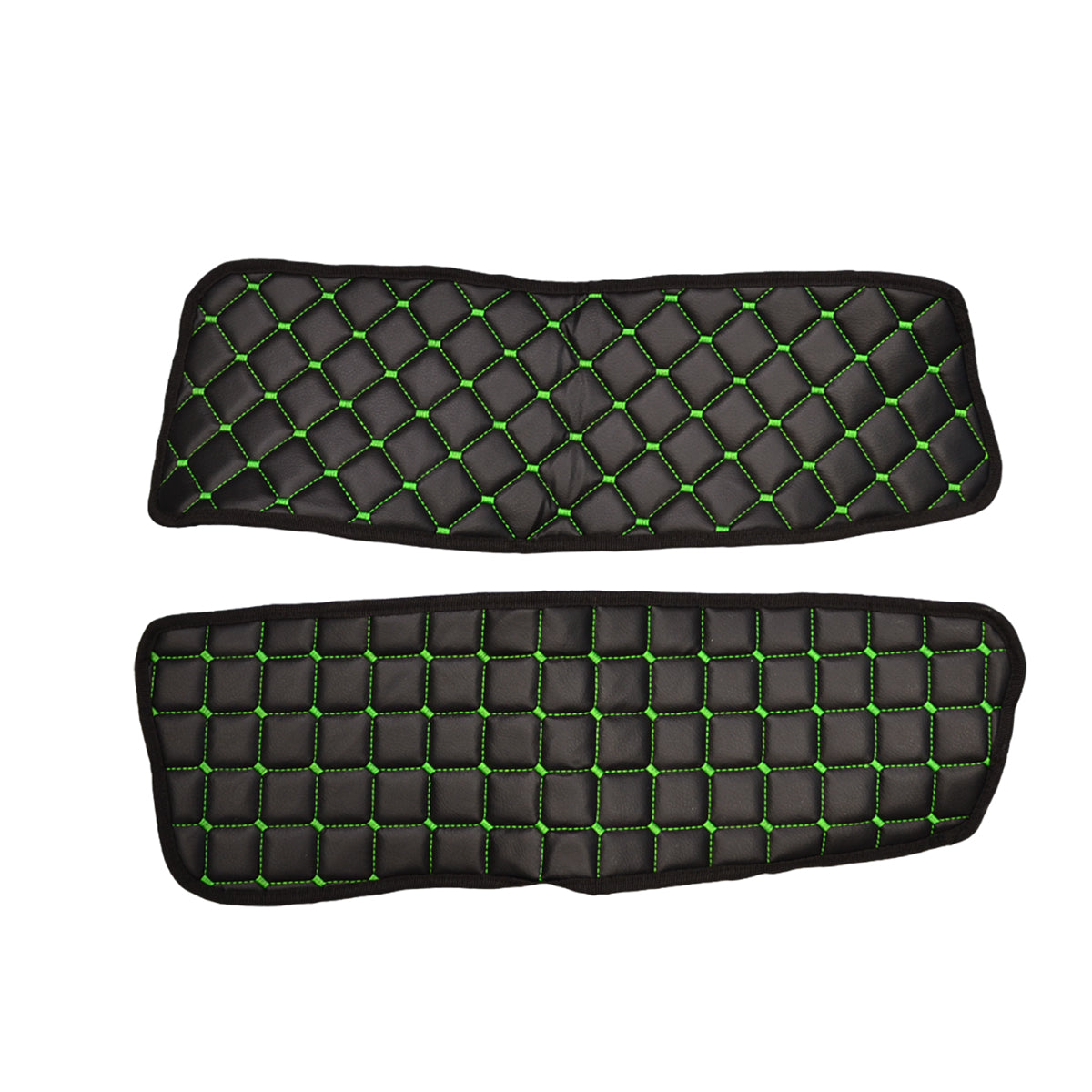 Tapis de sol de porte – jeu de 2 pièces, cuir synthétique (éco-cuir) noir, surpiqûres vertes, adapté pour DAF XF105/XF106 (2006+)