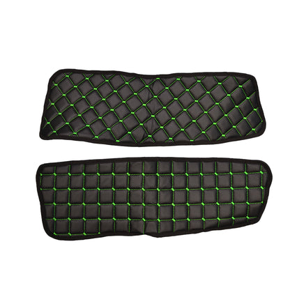 Tapis de sol de porte – jeu de 2 pièces, cuir synthétique (éco-cuir) noir, surpiqûres vertes, adapté pour DAF XF105/XF106 (2006+)