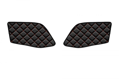 Jeu de tapis de porte – cuir synthétique (éco-cuir), noir avec surpiqûres rouges, adapté pour MAN TGX 2020+