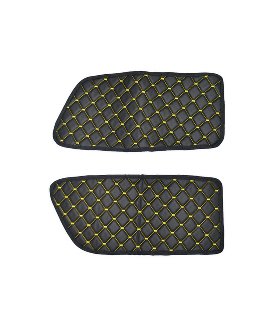 Πατάκια Πόρτας – Σετ 2 τεμαχίων από τεχνητό δέρμα (eco leather), μαύρα με κίτρινη ραφή, κατάλληλο για Iveco Stralis