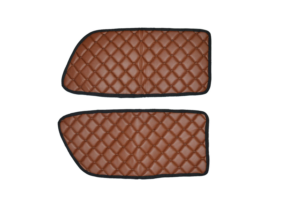 2-Piece Brown Eco Leather Door Mats Suitable for Iveco Stralis
