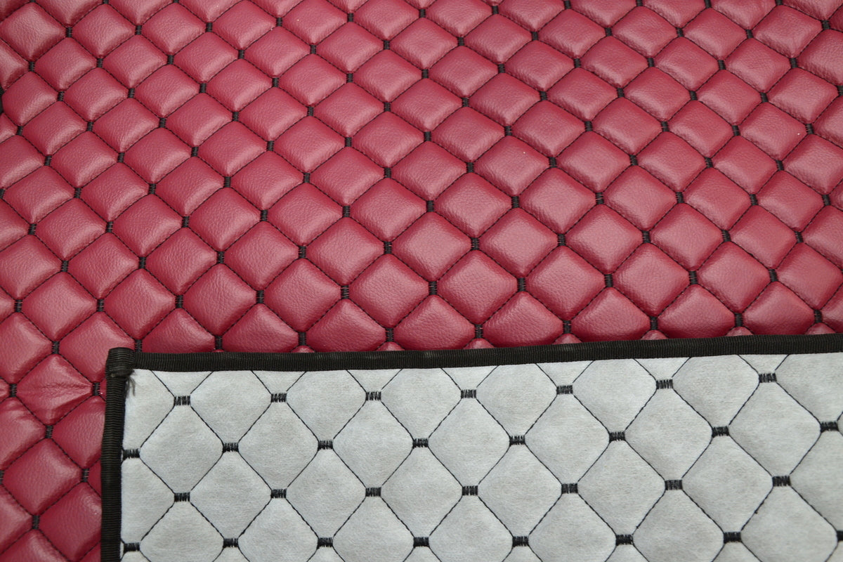 Tapis de sol en cuir synthétique (éco-cuir) bordeaux – adapté pour Mercedes Actros MP4/MP5 Giga Space avec siège passager fixe