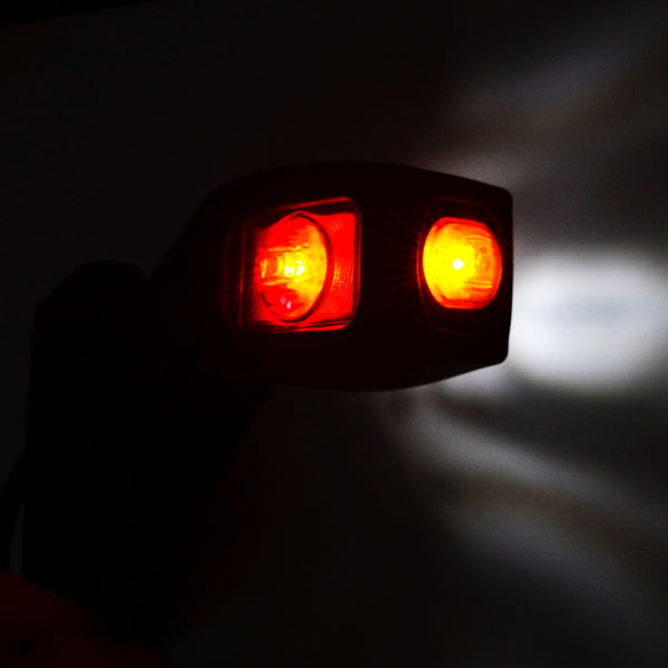 Feu de gabarit latéral LED à corne, court incliné droit, ambre/blanc/rouge
