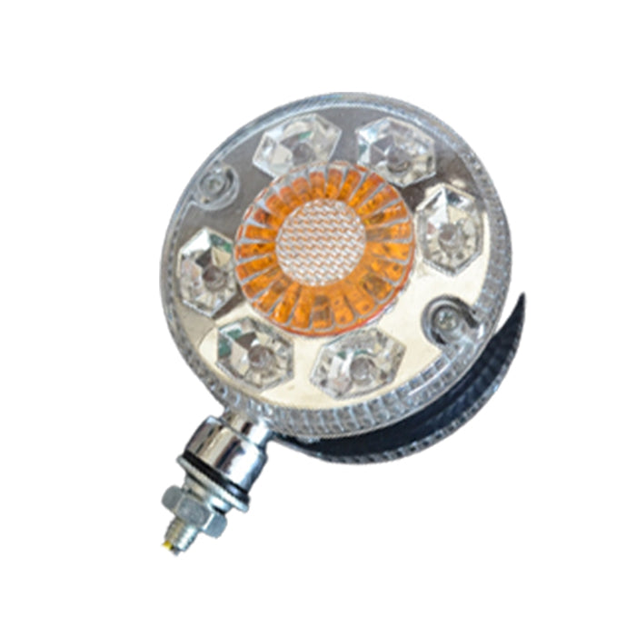 Feu rond LED chromé pour camion – 12 LED, 24 V, rouge/ambre, 78 mm