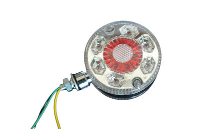 Feu rond LED chromé pour camion – 12 LED, 24 V, rouge/ambre, 78 mm