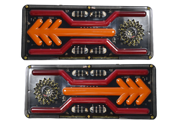 Jeu de feux arrière LED néon – Indicateur circulaire et flèche, 33 cm