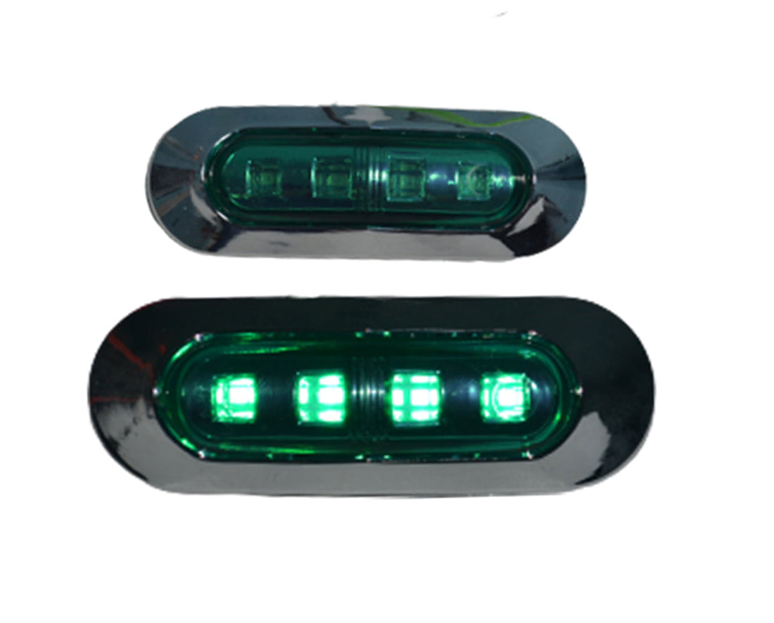 LUX LED габаритен светлинен блок, 4 LED диода, зелено стъкло, 24V габарит и габаритна/позиционна лампа