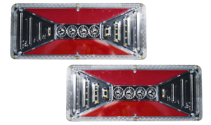 Jeu de feux arrière stop LED, design Hexa, base métallique 33 cm, indicateur dynamique, 24 V